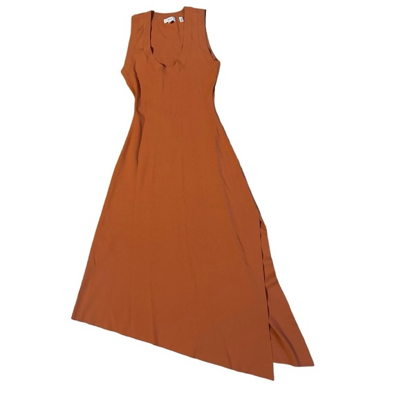 A.L.C. Cherrie Asymmetric Knit Orange Midi Dress Size XS - Picture 4 of 7